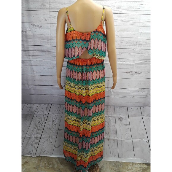 Red Camel Maxi Dress Spaghetti Strap Open Back Boho Multicolor XS New $46.00 - Picture 4 of 12